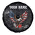 American Eagle Bowling Spare Tire Cover with Distressed Flag and Grunge Pattern in Red White and Blue - Wonder Print Shop