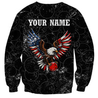 American Eagle Bowling Sweatshirt with Distressed Flag and Grunge Pattern in Red White and Blue - Wonder Print Shop