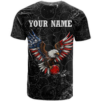 American Eagle Bowling T Shirt with Distressed Flag and Grunge Pattern in Red White and Blue - Wonder Print Shop