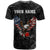 American Eagle Bowling T Shirt with Distressed Flag and Grunge Pattern in Red White and Blue - Wonder Print Shop