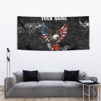 American Eagle Bowling Tapestry with Distressed Flag and Grunge Pattern in Red White and Blue - Wonder Print Shop
