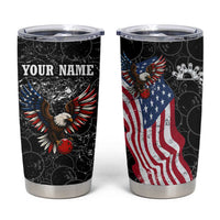 American Eagle Bowling Tumbler Cup with Distressed Flag and Grunge Pattern in Red White and Blue - Wonder Print Shop