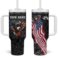 American Eagle Bowling Tumbler With Handle with Distressed Flag and Grunge Pattern in Red White and Blue - Wonder Print Shop
