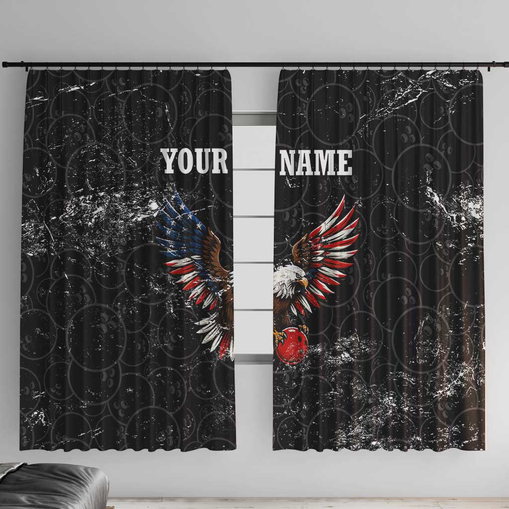 American Eagle Bowling Window Curtain with Distressed Flag and Grunge Pattern in Red White and Blue - Wonder Print Shop