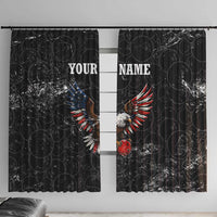 American Eagle Bowling Window Curtain with Distressed Flag and Grunge Pattern in Red White and Blue - Wonder Print Shop
