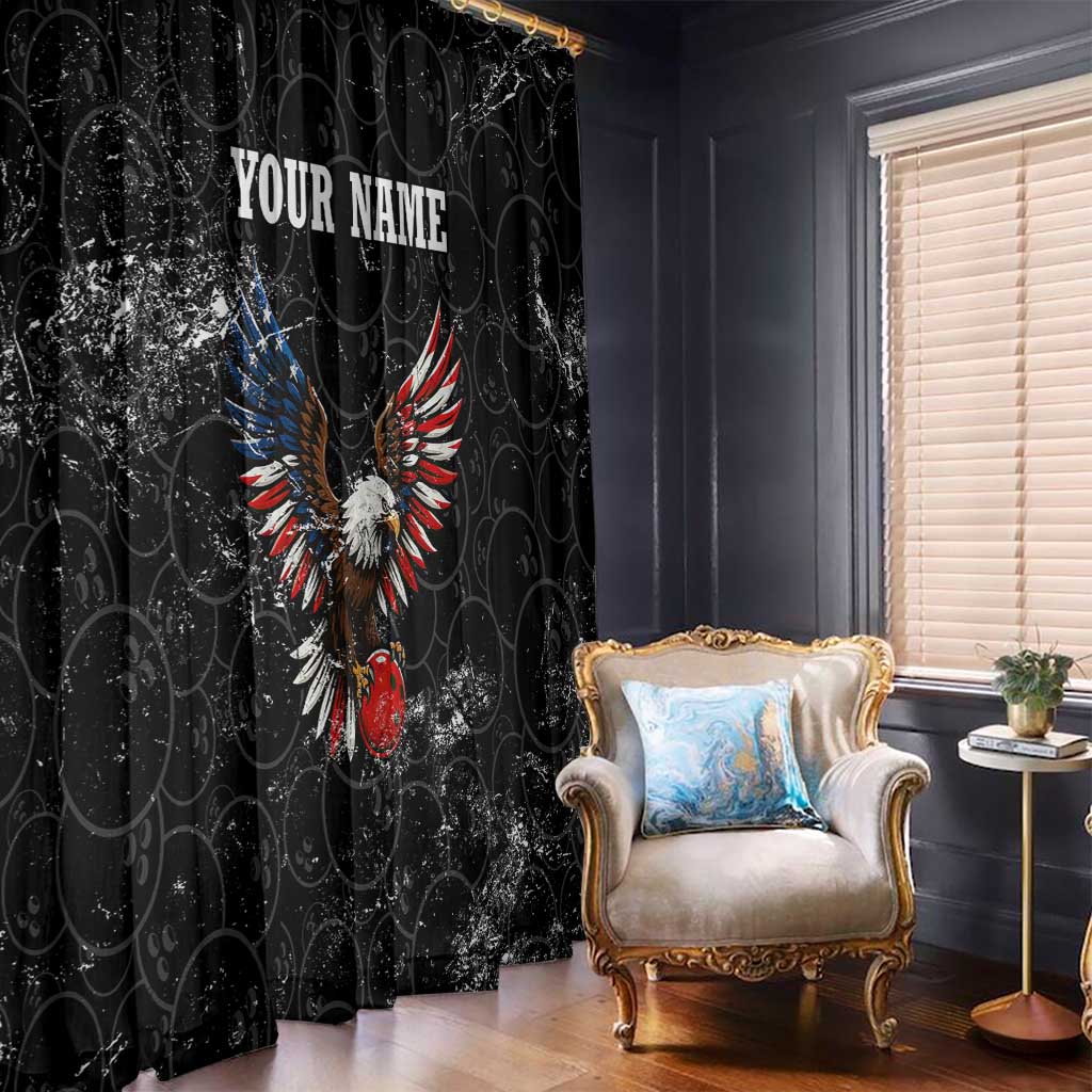 American Eagle Bowling Window Curtain with Distressed Flag and Grunge Pattern in Red White and Blue - Wonder Print Shop
