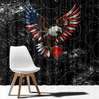 American Eagle Bowling Window Curtain with Distressed Flag and Grunge Pattern in Red White and Blue - Wonder Print Shop