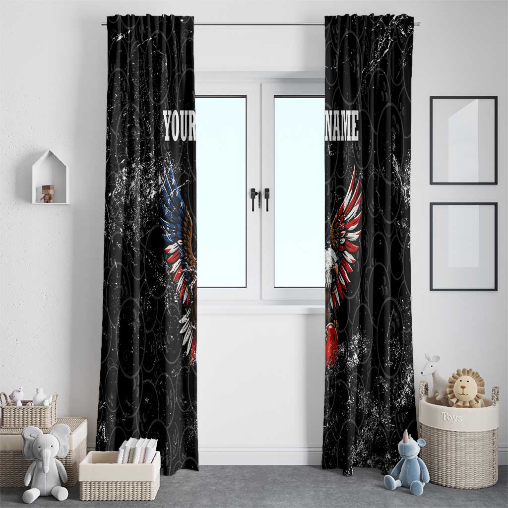 American Eagle Bowling Window Curtain with Distressed Flag and Grunge Pattern in Red White and Blue - Wonder Print Shop
