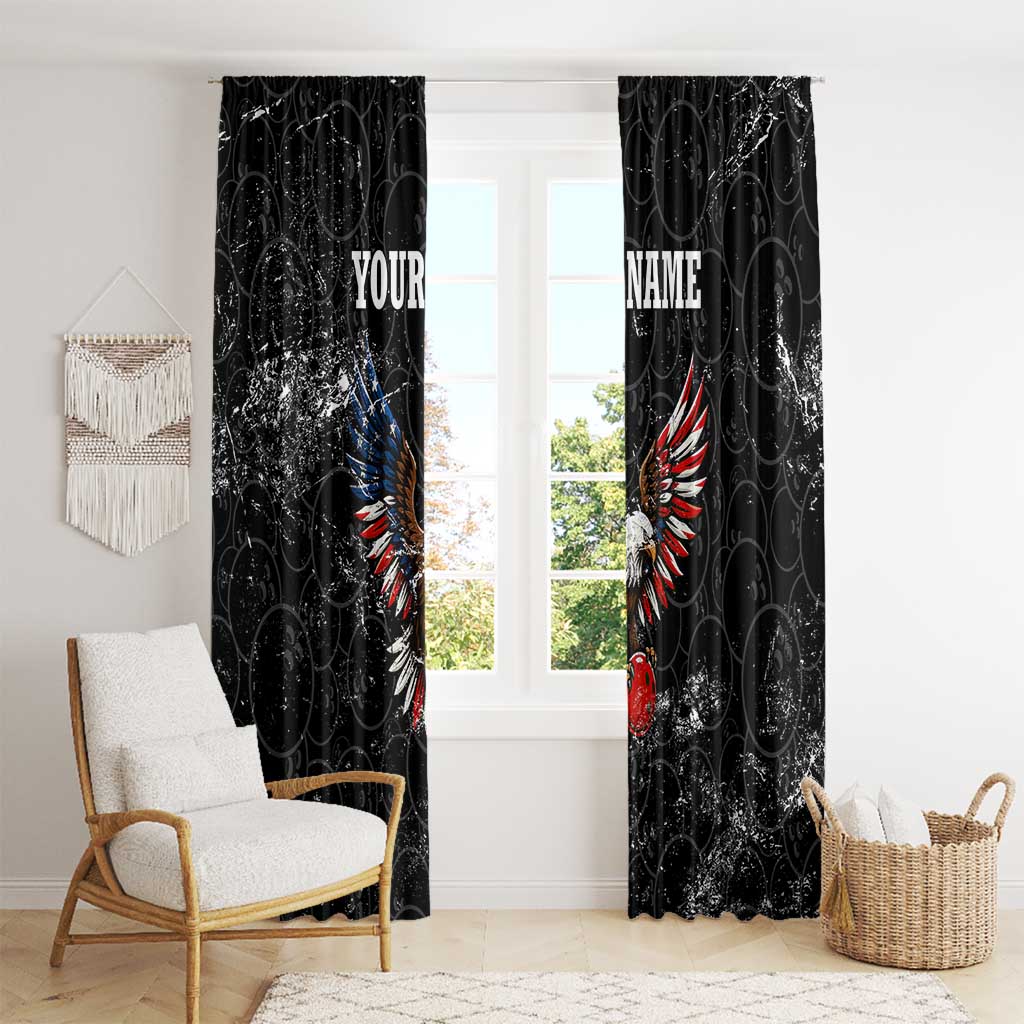 American Eagle Bowling Window Curtain with Distressed Flag and Grunge Pattern in Red White and Blue - Wonder Print Shop