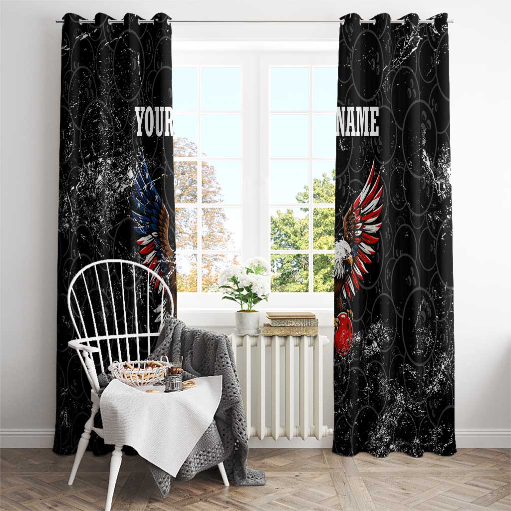 American Eagle Bowling Window Curtain with Distressed Flag and Grunge Pattern in Red White and Blue - Wonder Print Shop