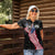 American Eagle Bowling Women Polo Shirt with Distressed Flag and Grunge Pattern in Red White and Blue - Wonder Print Shop