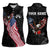 American Eagle Bowling Women Sleeveless Polo Shirt with Distressed Flag and Grunge Pattern in Red White and Blue - Wonder Print Shop