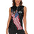 American Eagle Bowling Women Sleeveless Polo Shirt with Distressed Flag and Grunge Pattern in Red White and Blue - Wonder Print Shop