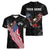 American Eagle Bowling Women V-Neck T-Shirt with Distressed Flag and Grunge Pattern in Red White and Blue - Wonder Print Shop
