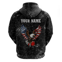 American Eagle Bowling Zip Hoodie with Distressed Flag and Grunge Pattern in Red White and Blue - Wonder Print Shop