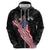 American Eagle Bowling Zip Hoodie with Distressed Flag and Grunge Pattern in Red White and Blue - Wonder Print Shop