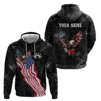 American Eagle Bowling Zip Hoodie with Distressed Flag and Grunge Pattern in Red White and Blue - Wonder Print Shop
