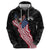 American Eagle Bowling Zip Hoodie with Distressed Flag and Grunge Pattern in Red White and Blue - Wonder Print Shop