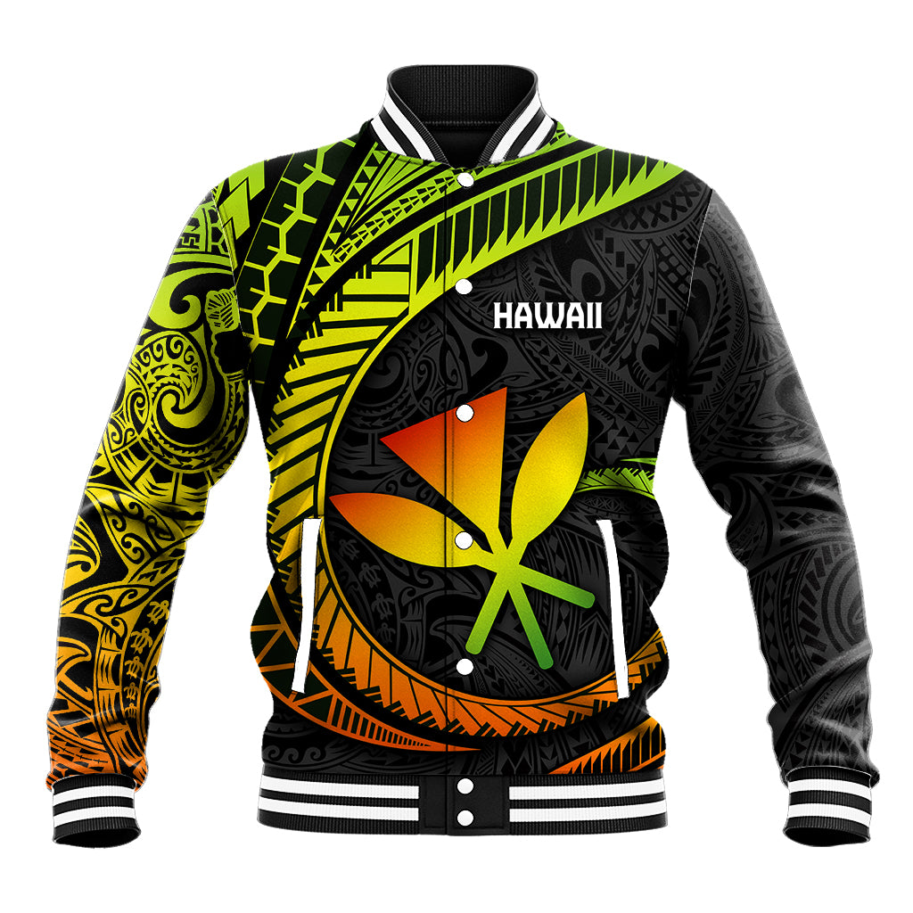 Hawaii Kanaka Maoli Baseball Jacket Polynesian Tornado Infusion Gradient - Wonder Print Shop