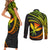 Hawaii Kanaka Maoli Couples Matching Short Sleeve Bodycon Dress and Long Sleeve Button Shirts Polynesian Tornado Infusion Gradient - Wonder Print Shop