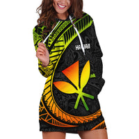 Hawaii Kanaka Maoli Hoodie Dress Polynesian Tornado Infusion Gradient - Wonder Print Shop