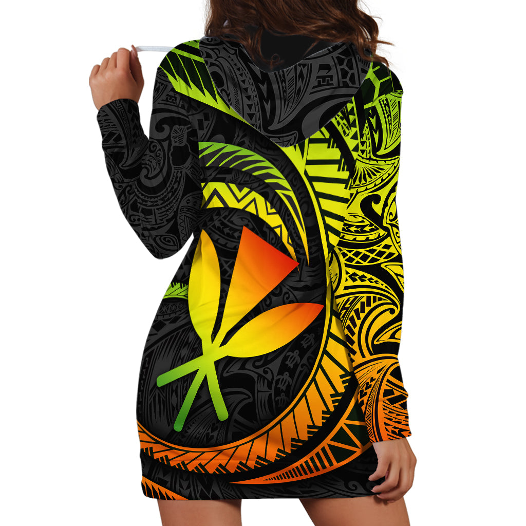 Hawaii Kanaka Maoli Hoodie Dress Polynesian Tornado Infusion Gradient - Wonder Print Shop
