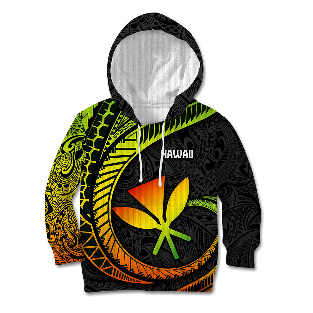Hawaii Kanaka Maoli Kid Hoodie Polynesian Tornado Infusion Gradient - Wonder Print Shop