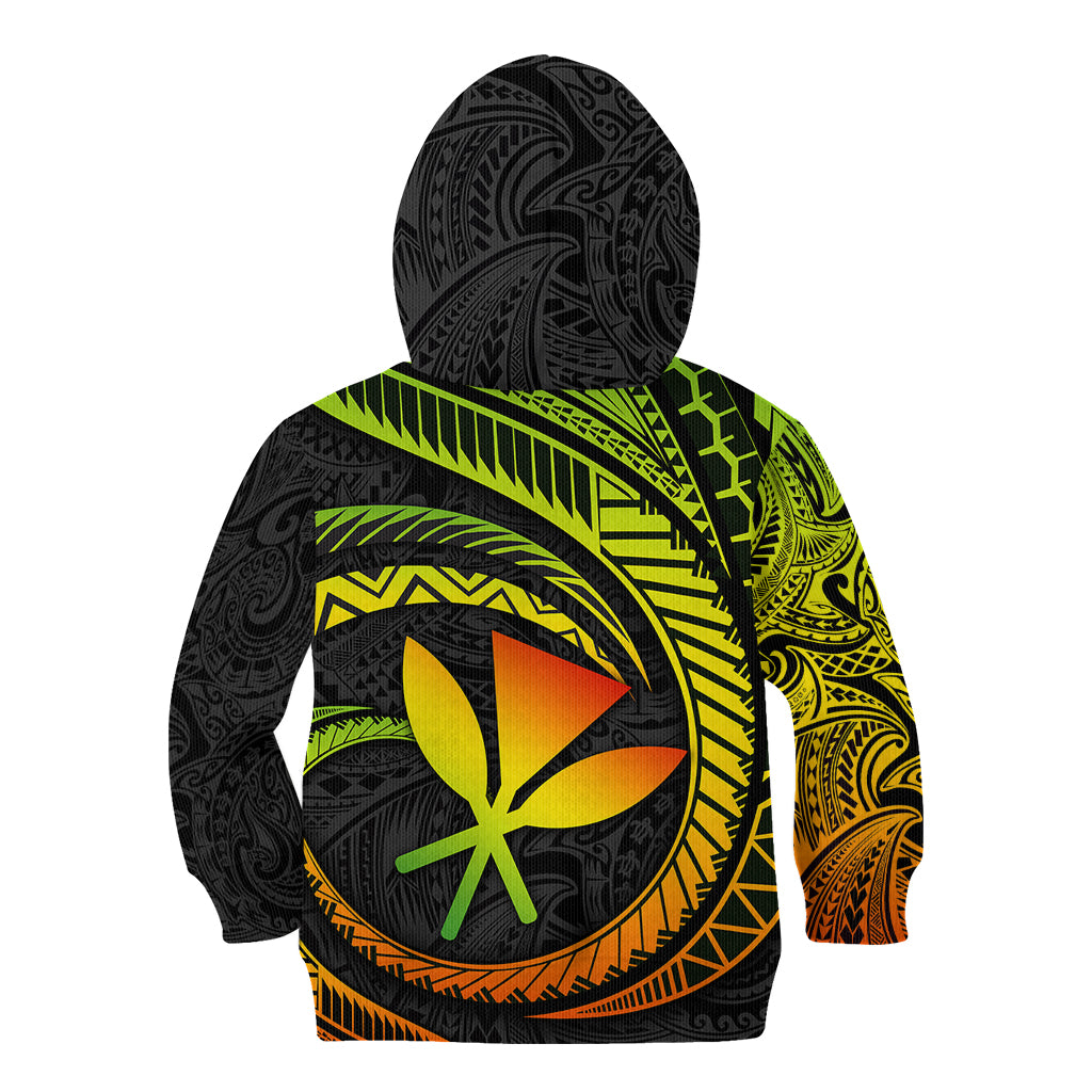 Hawaii Kanaka Maoli Kid Hoodie Polynesian Tornado Infusion Gradient - Wonder Print Shop