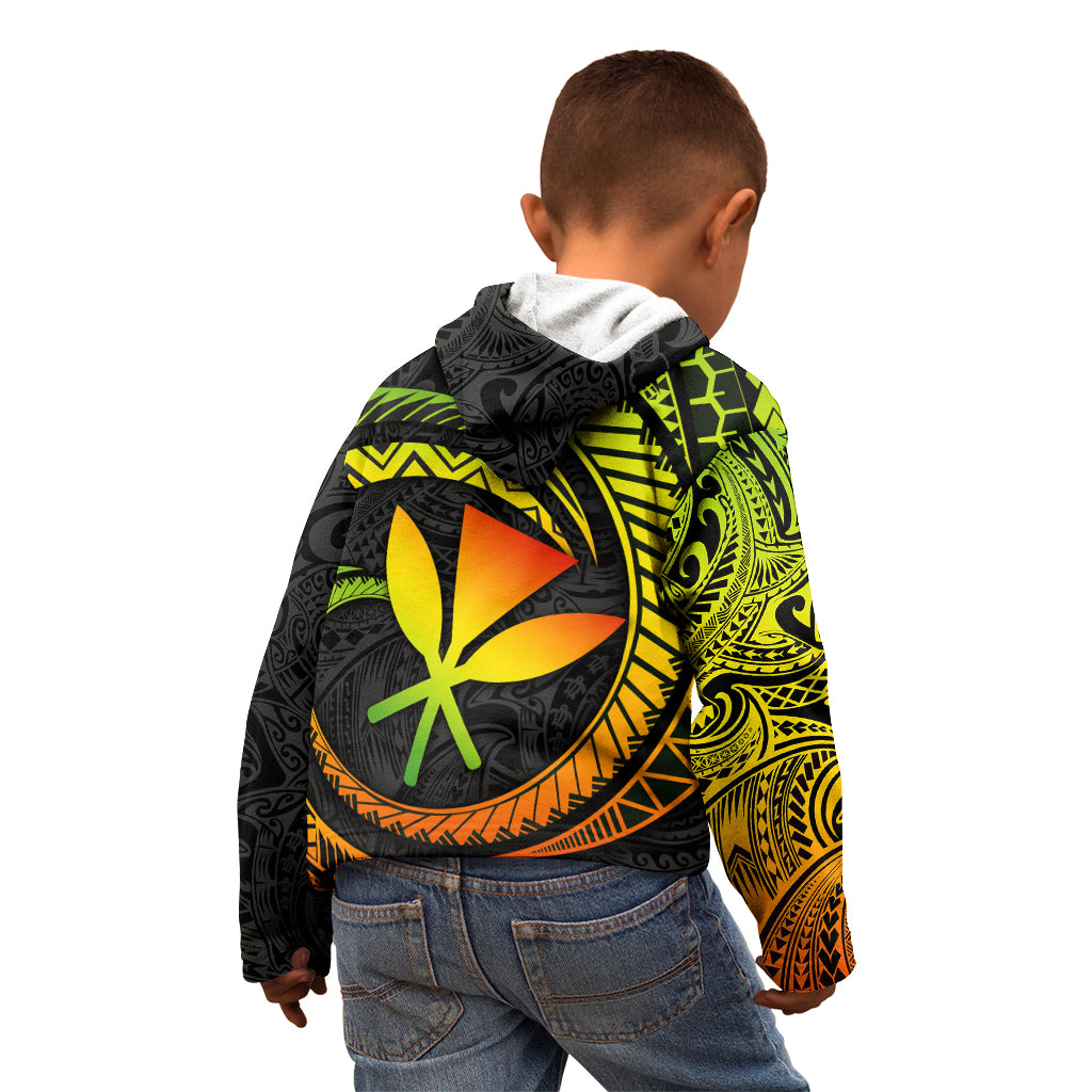 Hawaii Kanaka Maoli Kid Hoodie Polynesian Tornado Infusion Gradient - Wonder Print Shop