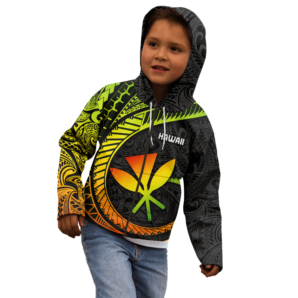 Hawaii Kanaka Maoli Kid Hoodie Polynesian Tornado Infusion Gradient - Wonder Print Shop