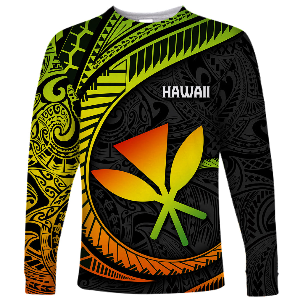 Hawaii Kanaka Maoli Long Sleeve Shirt Polynesian Tornado Infusion Gradient - Wonder Print Shop