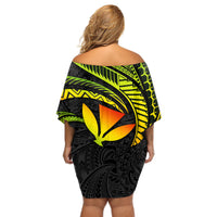 Hawaii Kanaka Maoli Off Shoulder Short Dress Polynesian Tornado Infusion Gradient - Wonder Print Shop