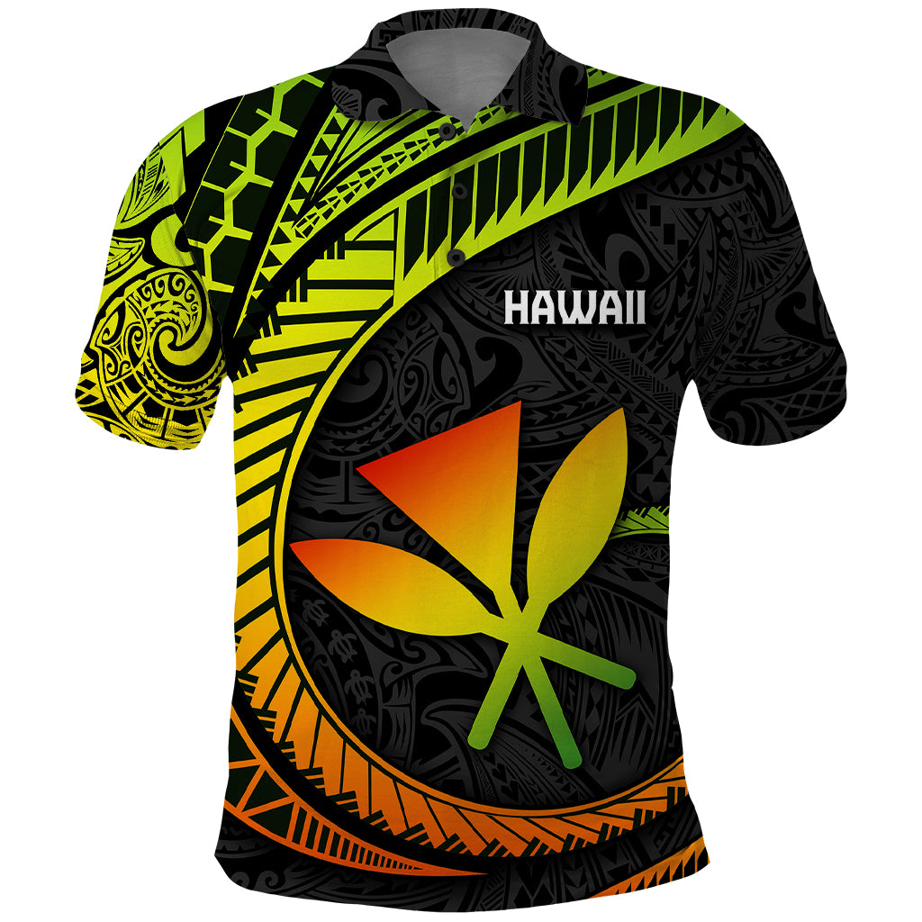 Hawaii Kanaka Maoli Polo Shirt Polynesian Tornado Infusion Gradient - Wonder Print Shop