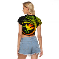 Hawaii Kanaka Maoli Raglan Cropped T Shirt Polynesian Tornado Infusion Gradient - Wonder Print Shop