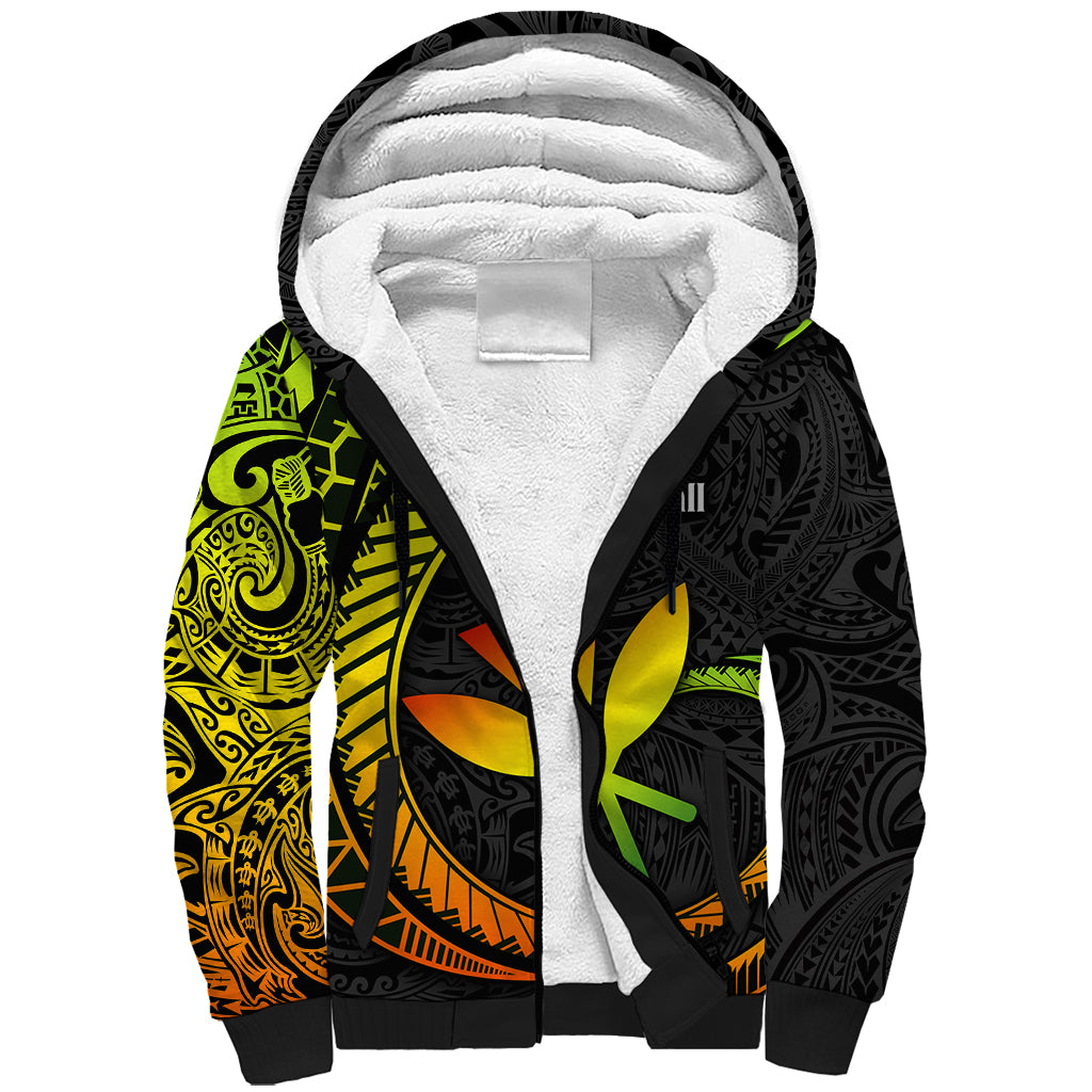 Hawaii Kanaka Maoli Sherpa Hoodie Polynesian Tornado Infusion Gradient - Wonder Print Shop