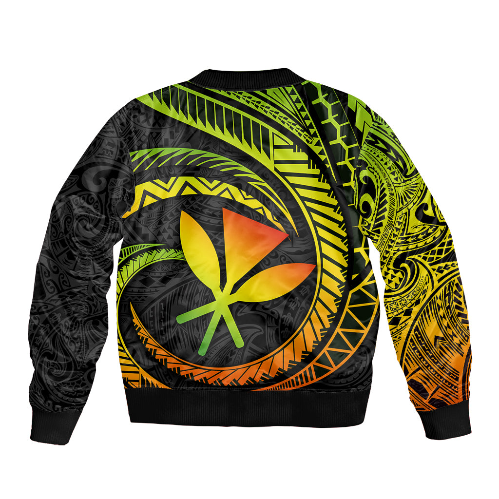 Hawaii Kanaka Maoli Sleeve Zip Bomber Jacket Polynesian Tornado Infusion Gradient - Wonder Print Shop