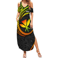 Hawaii Kanaka Maoli Summer Maxi Dress Polynesian Tornado Infusion Gradient - Wonder Print Shop