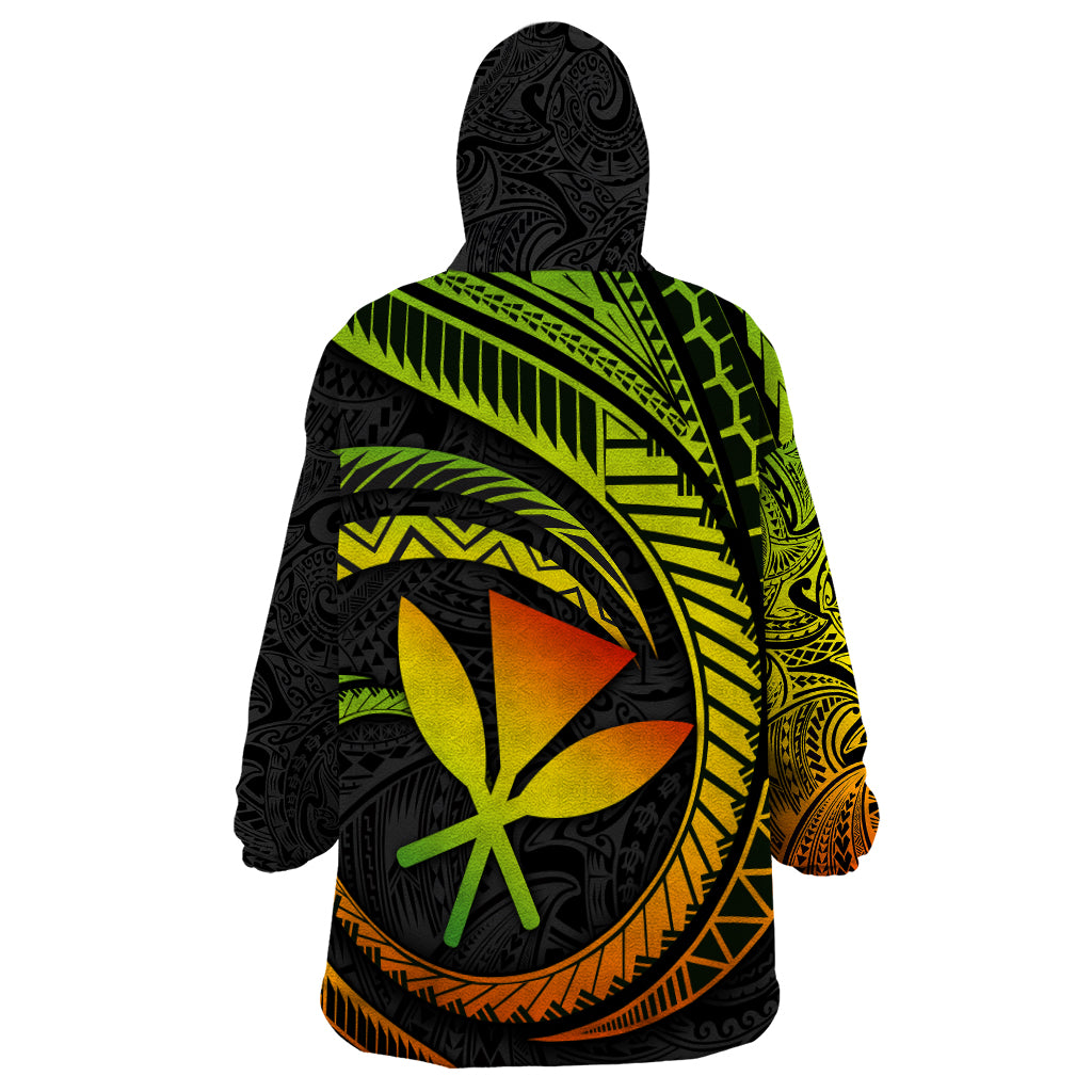 Hawaii Kanaka Maoli Wearable Blanket Hoodie Polynesian Tornado Infusion Gradient - Wonder Print Shop