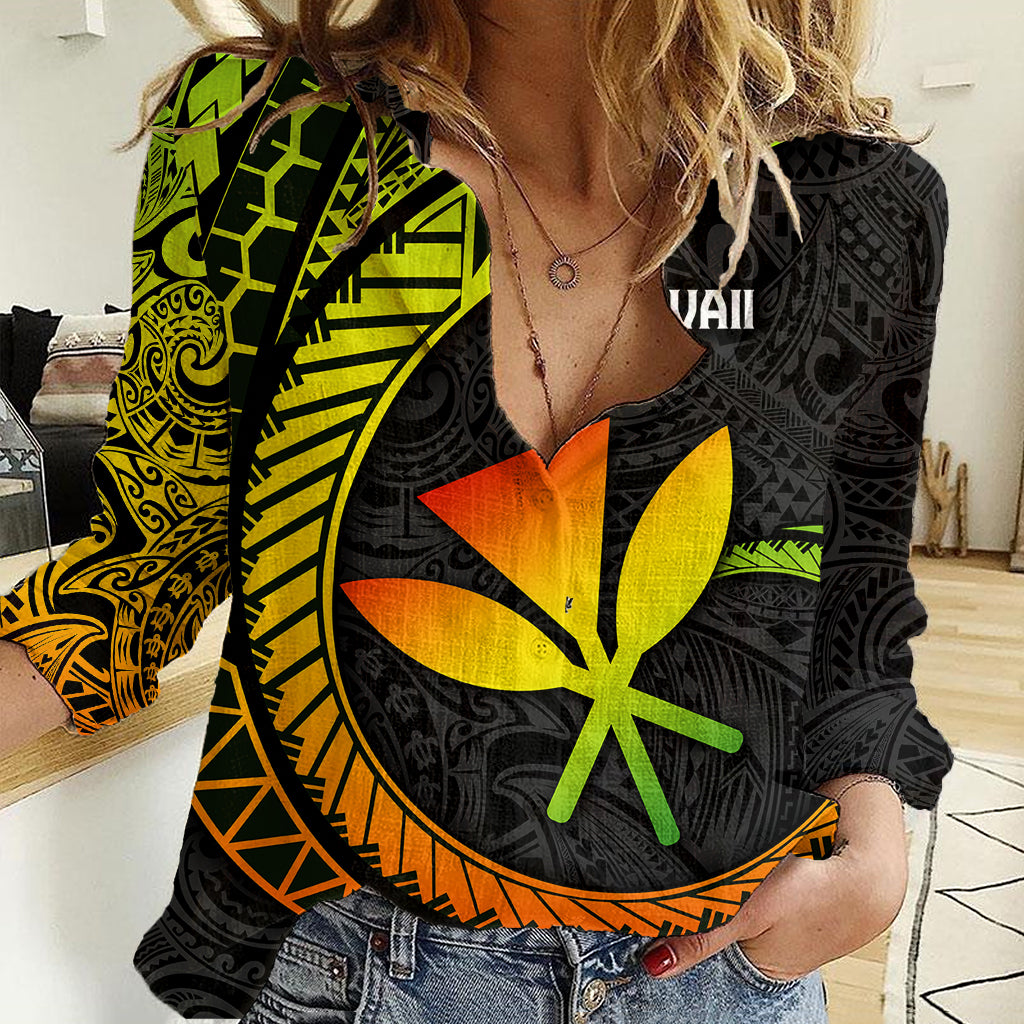 Hawaii Kanaka Maoli Women Casual Shirt Polynesian Tornado Infusion Gradient - Wonder Print Shop