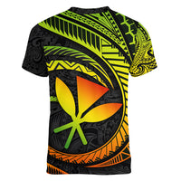 Hawaii Kanaka Maoli Women V Neck T Shirt Polynesian Tornado Infusion Gradient - Wonder Print Shop