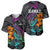 Hawaii Polynesian Baseball Jersey with Tribal Hammerhead Sharks and Hibiscus Black - Wonder Print Shop