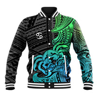Zodiac Cancer Baseball Jacket Polynesian in Gradient Blue - Wonder Print Shop