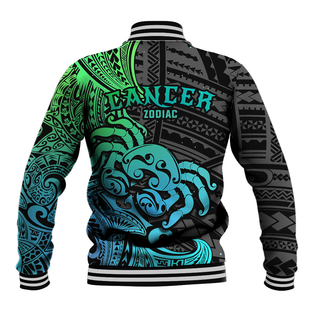 Zodiac Cancer Baseball Jacket Polynesian in Gradient Blue - Wonder Print Shop