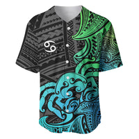 Zodiac Cancer Baseball Jersey Polynesian in Gradient Blue - Wonder Print Shop