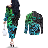 zodiac-cancer-couples-matching-off-the-shoulder-long-sleeve-dress-and-long-sleeve-button-shirts-polynesian-in-gradient-blue