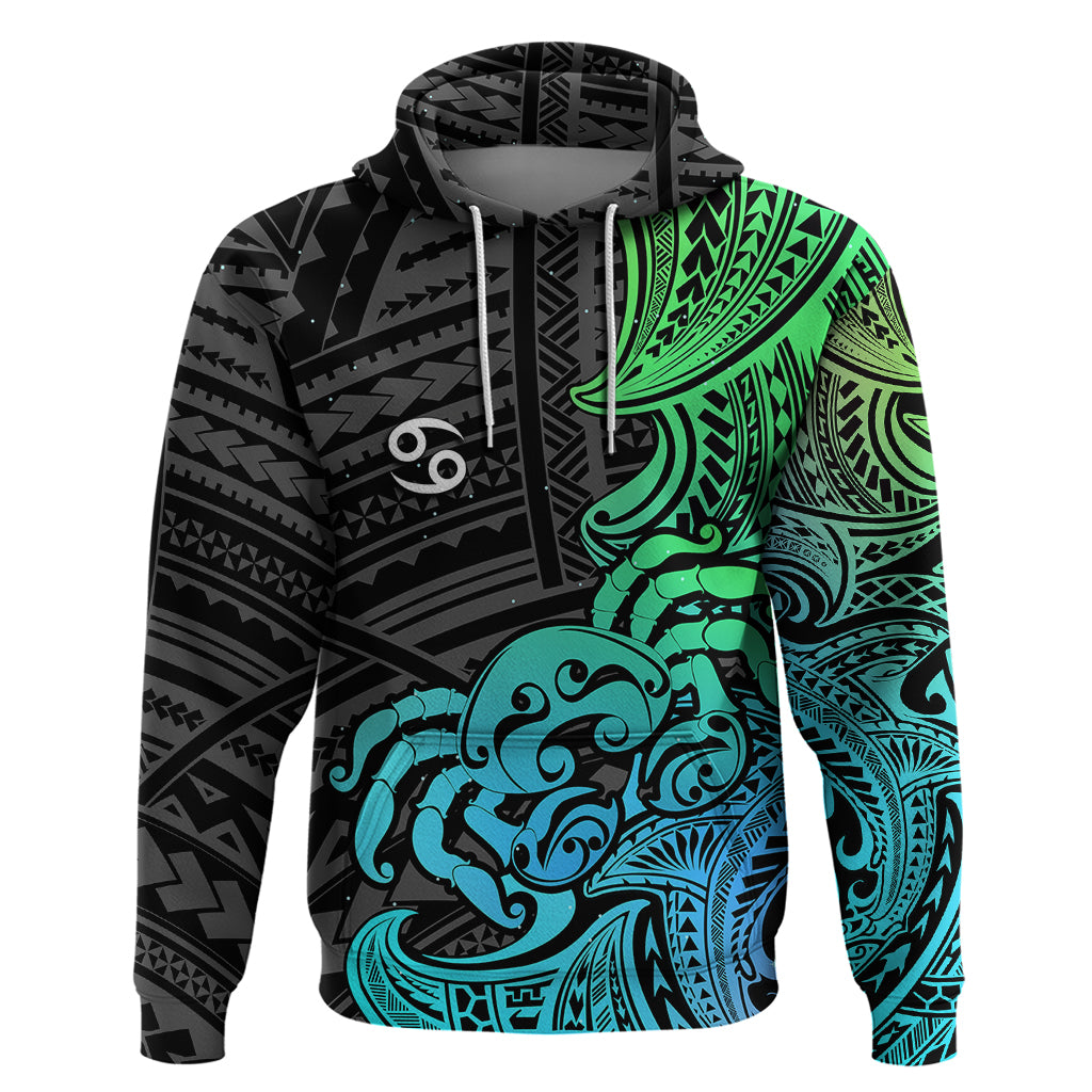 Zodiac Cancer Hoodie Polynesian in Gradient Blue - Wonder Print Shop
