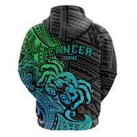Zodiac Cancer Hoodie Polynesian in Gradient Blue - Wonder Print Shop