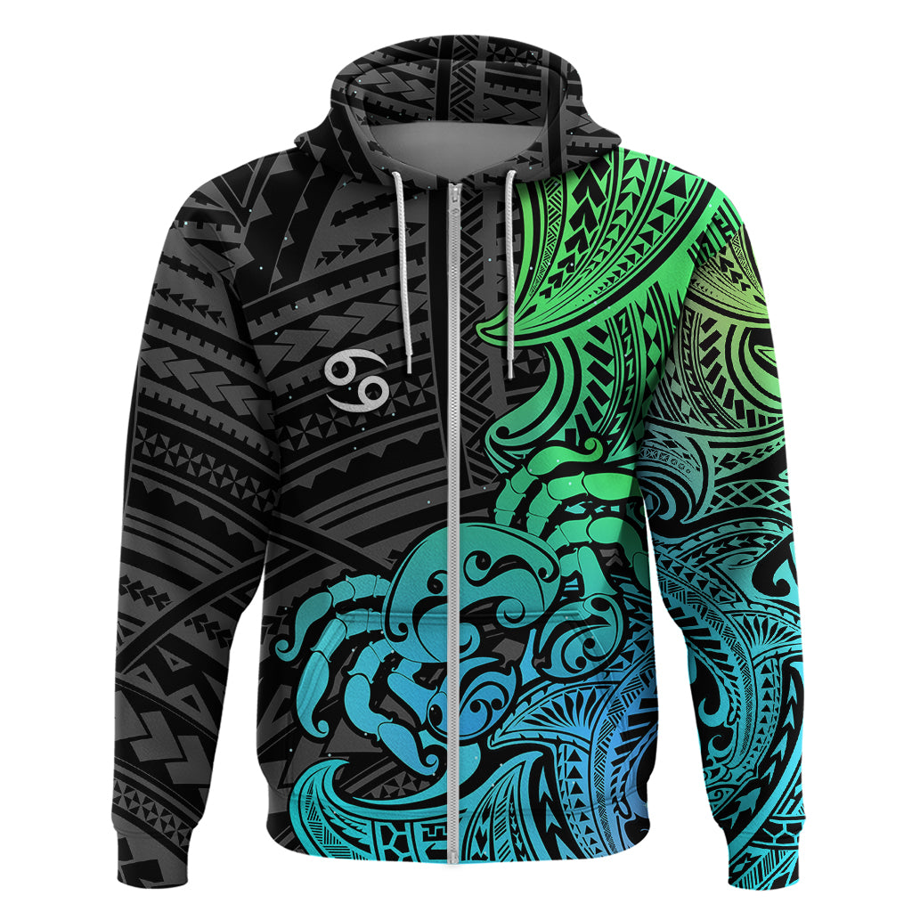 Zodiac Cancer Hoodie Polynesian in Gradient Blue - Wonder Print Shop