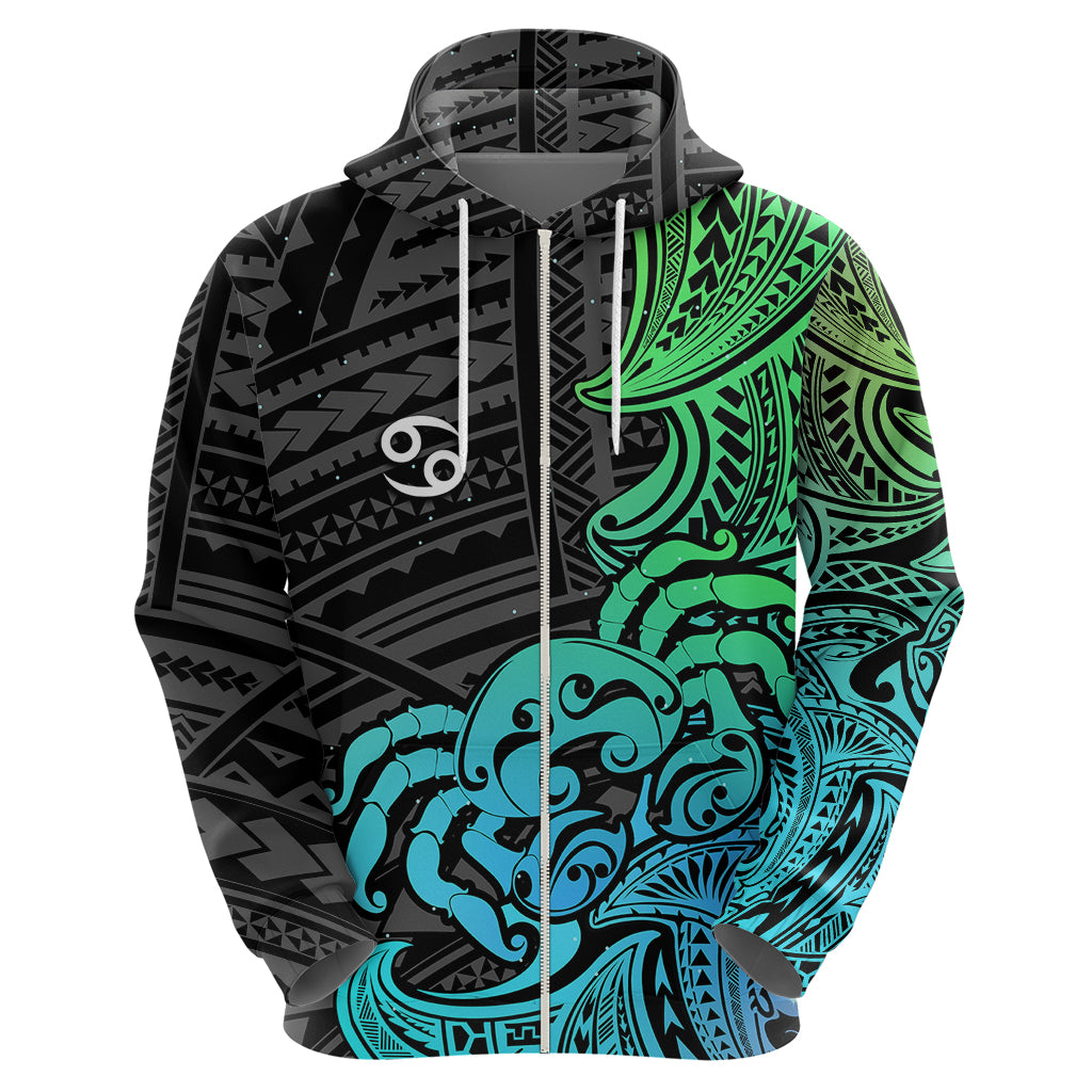 Zodiac Cancer Hoodie Polynesian in Gradient Blue - Wonder Print Shop