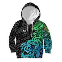 Zodiac Cancer Kid Hoodie Polynesian in Gradient Blue - Wonder Print Shop